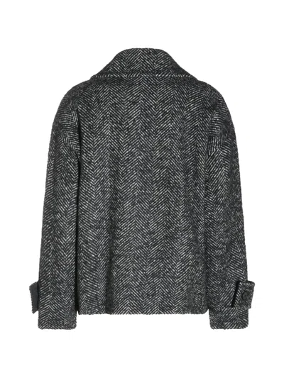 Antonelli Herringbone-pattern Button-up Jacket In Gray