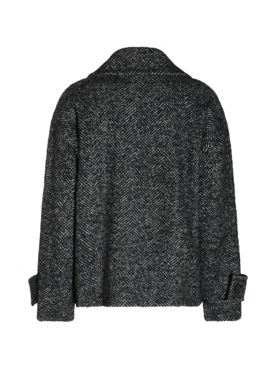 Antonelli Herringbone-pattern Button-up Jacket In Gray