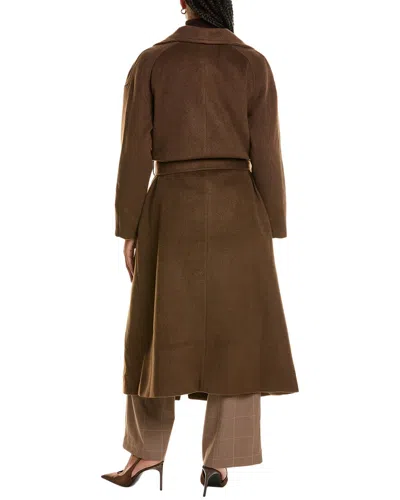Pascale La Mode Doubled-breasted Belted Wool-blend Long Coat In Brown