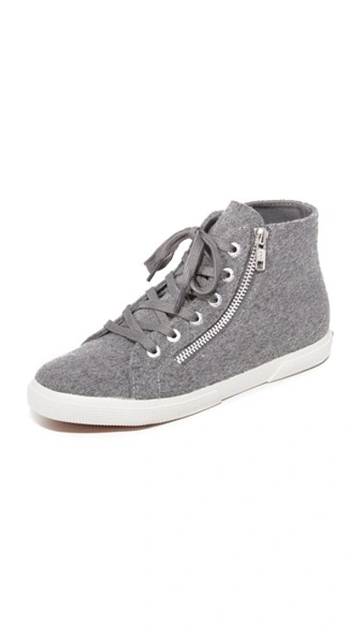 Superga Polywoolw Double Zip High Top Sneakers In Grey Pearl