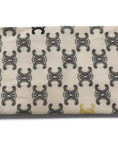 Pre-owned Celine 2010s Lavalliere Triomphe-pattern Scarf In Neutrals
