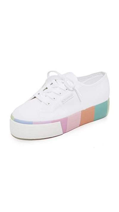 Superga Rainbow Platform Sole Sneakers In White | ModeSens