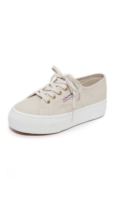 Superga 2790 Polywool Platform Sneakers In Cafe Noir