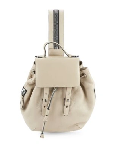Mackage Bane Leather Drawstring Backpack In Sand