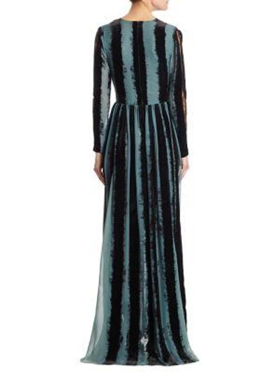 Shop Elie Saab Devore Lace-inset Velvet Gown In Multi