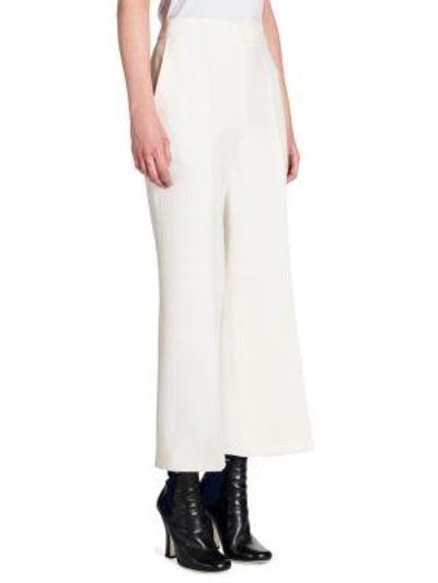 Shop Fendi Wool & Silk Gazar Wide-leg Trousers In White