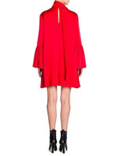 Shop Fendi Scarf-detail Bell Sleeve Dress In Red