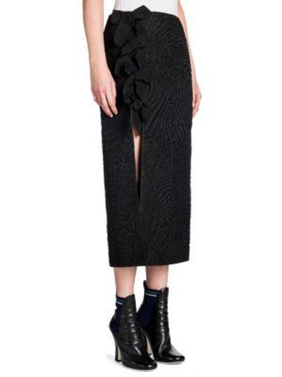 Shop Fendi Bow-detail Cloqué Midi Skirt In Black