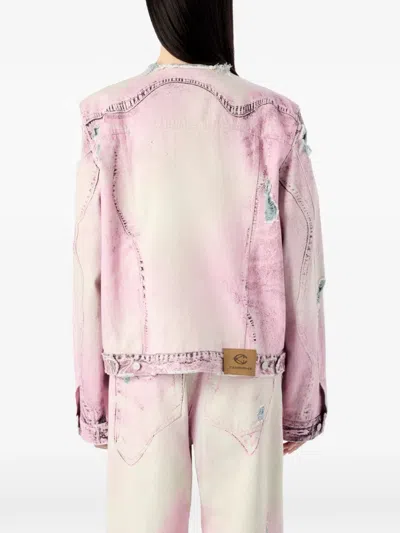 Camperlab Distressed-effect Denim Jacket In Purple