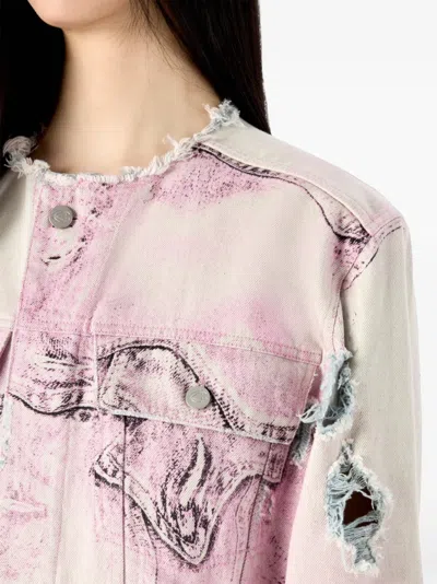 Camperlab Distressed-effect Denim Jacket In Purple
