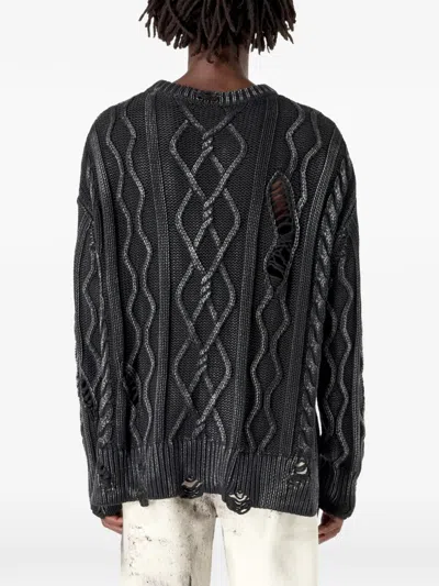 Camperlab Distressed Cable-knit Sweater In Black