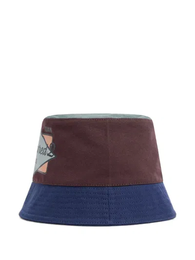 Dsquared2 Patchwork Bucket Hat In Blue