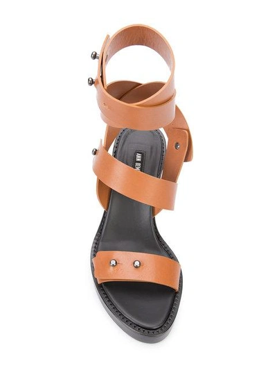 Shop Ann Demeulemeester Strappy Sandals In Brown