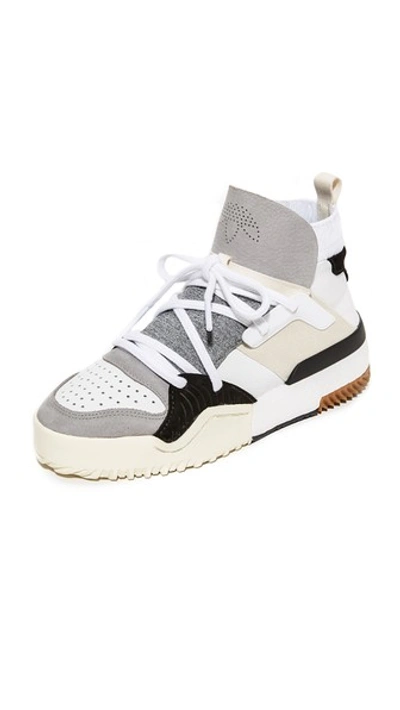 Adidas Originals By Alexander Wang Leather And Suede Sneakers In White