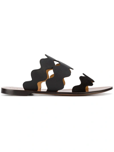 Shop Chloé Black Lauren Leather Slides