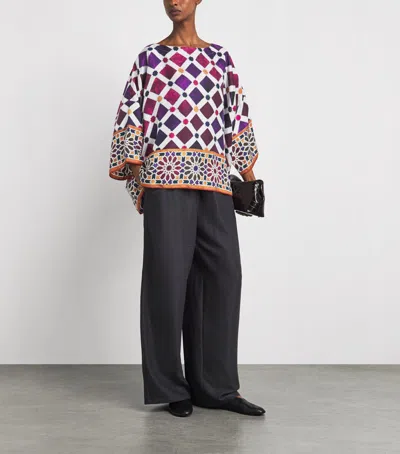 Eskandar Silk Printed Top In Multi
