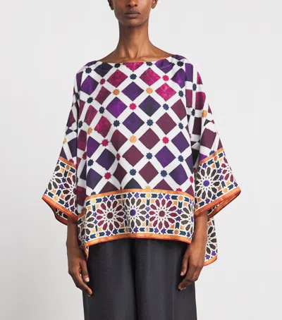 Eskandar Silk Printed Top In Multi