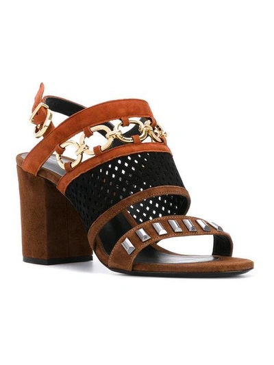Shop Barbara Bui Chain Detail Sandals In Brown