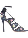 TABITHA SIMMONS floral embroidery 'Honor' sandals,COTTON100%