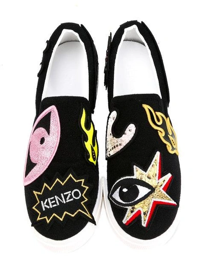 Shop Kenzo Slip On Sneakers In Black