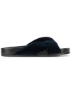 Chloé Blue Velvet Nolan Slide Sandals