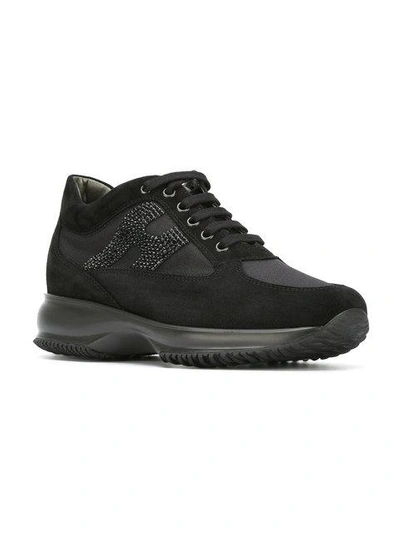 Shop Hogan Interactive Crystal Logo Sneakers In Black