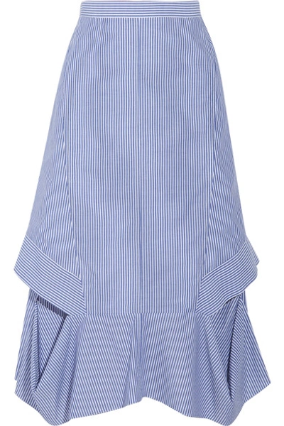 Chalayan Cutout Striped Cotton-poplin Midi Skirt