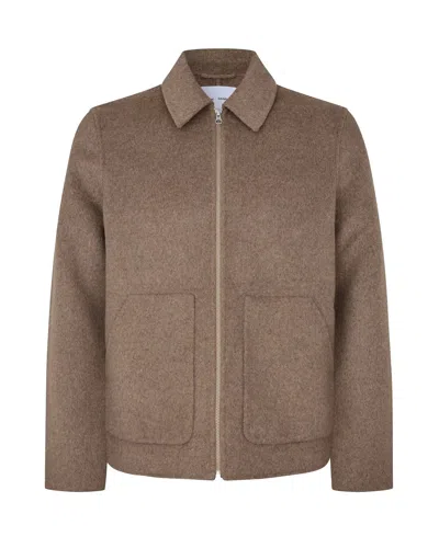 Samsoe & Samsoe Samsoe Samsoe Zip Front Wool Blend Jacket In Neutral