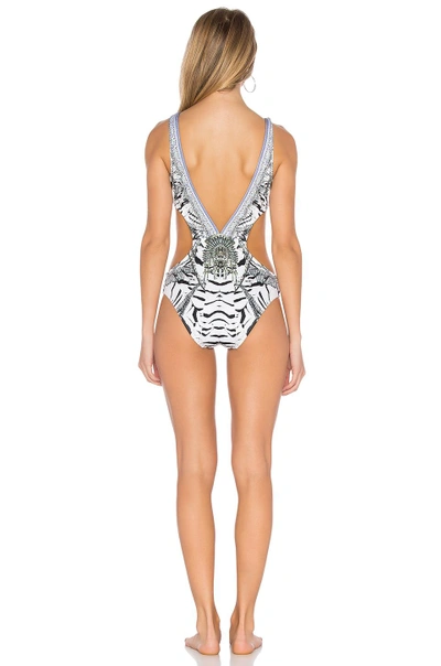 Shop Camilla Plunging Cut Out One Piece In Black & White.  In Wild Belle