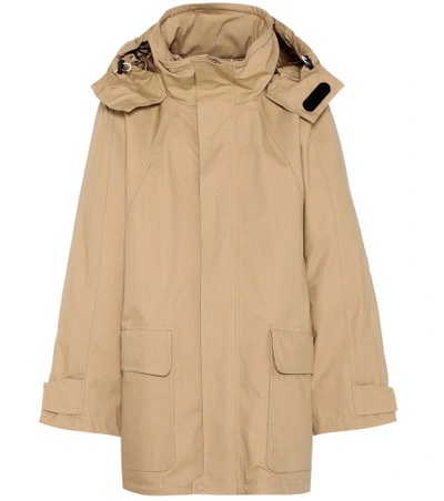 Balenciaga Stow-away Hood Stretch-cotton Ripstop Parka In Leige