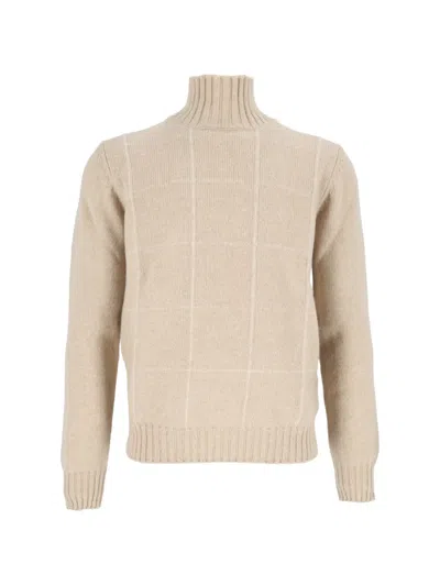 Settefili Cashmere Check-patterned Sweater In Neutral