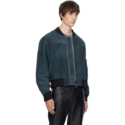 Deadwood ネイビー Bofinger Dark Panel スエード ボンバージャケット In Blue