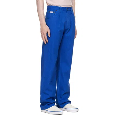 Noah ブルー ブラッシュド デニム タック ジーンズ In Blue