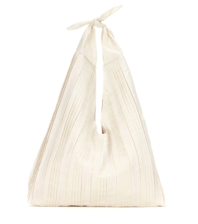 The Row Bindle Pleated Silk-organza Shoulder Bag In Pearl Pld
