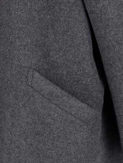 Low Classic Concealed-fastening Wool-blend Jacket In Gray