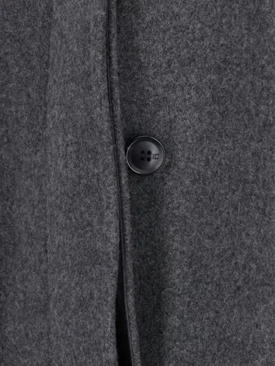 Low Classic Concealed-fastening Wool-blend Jacket In Gray