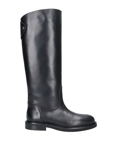 Poeve Touch-strap Knee-high Boots In Black