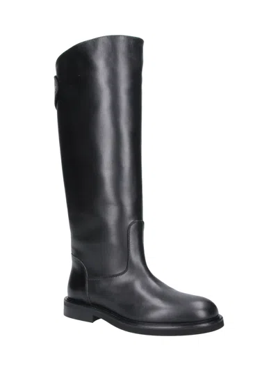 Poeve Touch-strap Knee-high Boots In Black