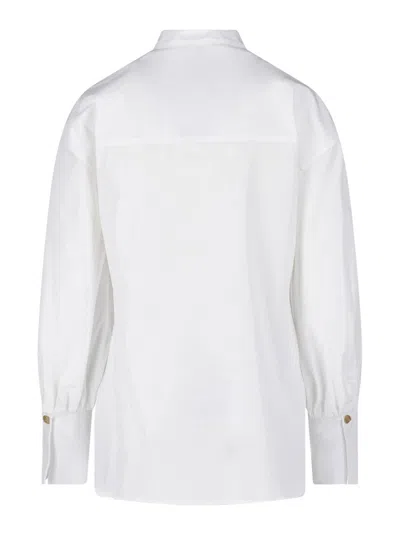 Balmain Stand Collar Button Front Blouse In White
