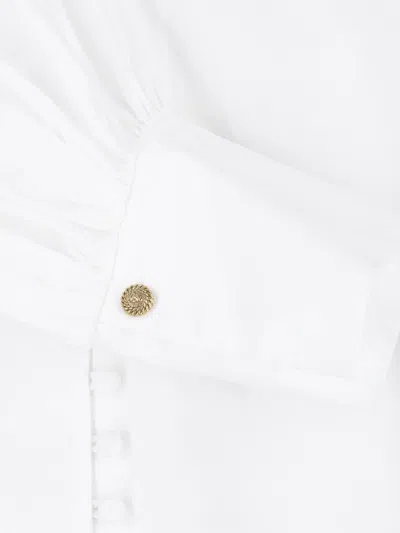 Balmain Stand Collar Button Front Blouse In White