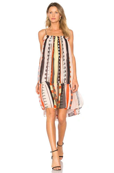 Apiece Apart Striped Sleeveless Tiered Dress In Abstract Soilel Stripes