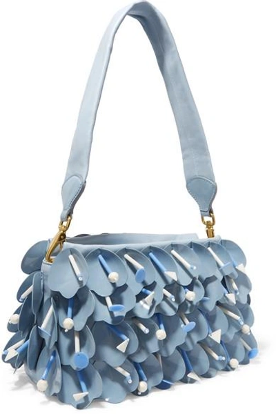 Shop Miu Miu Swimming Embellished Appliquéd Leather Shoulder Bag