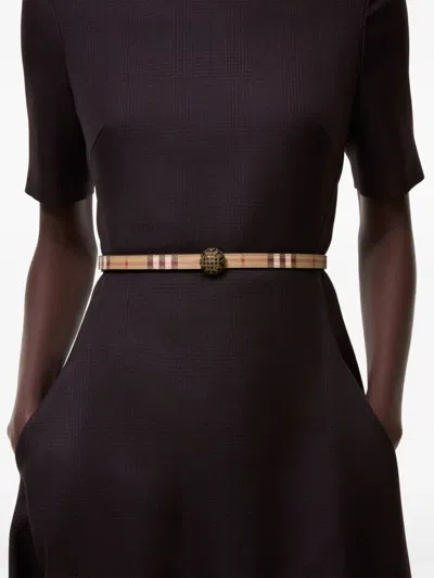 Burberry Thin Check Granulation Belt In Multi