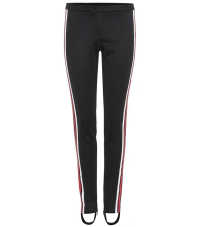 Gucci Contrast-stripe Stirrup-hem Leggings In Black