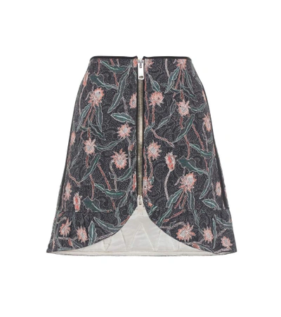 Isabel Marant Prickly Floral-print Quilted-cotton Skirt In Black