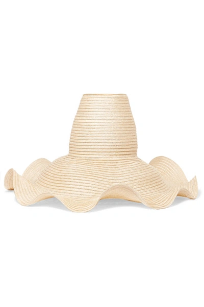 Rosie Assoulin Ruffled Woven Hemp Sunhat In Cream