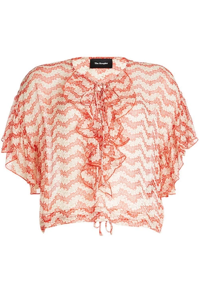 The Kooples Printed Silk Chiffon Blouse In Red