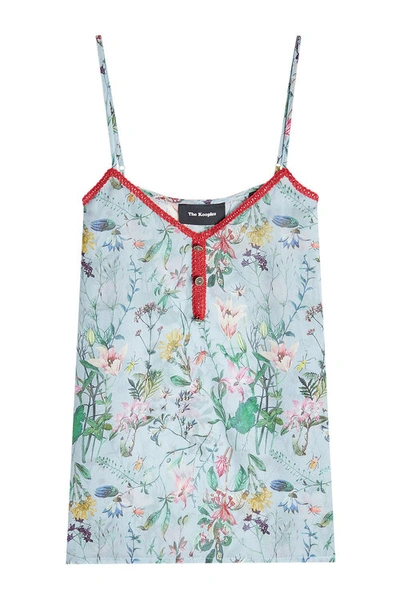 The Kooples Folkloric Print Silk Camisole In Blue
