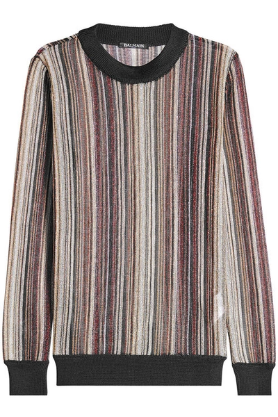 Balmain Pullover With Metallic Thread In Multicolored