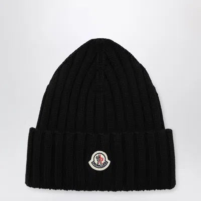 Moncler Mol20933b00036a9327999bb Ribbed Merino Wool Beanie In Transparent